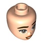 Minidoll Head, Thick Dark Brown Eyebrows, Light Bluish Grey Eyes, Dark Orange Lips