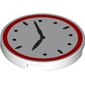 Tile Round 3 x 3 with Clock, Red Border print