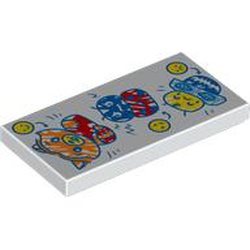 LEGO part 87079pr9916 Tile 2 x 4 with print in White