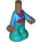 Microdoll Body Pants Dark Turquoise with Dark Azure / Red Shirt print, Medium Brown Hand and Neck