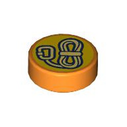 LEGO part 98138pr0404 Tile Round 1 x 1 with Rope print (Climbing Badge) in Bright Orange/ Orange