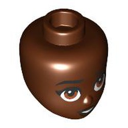 LEGO part 92198pr0064 Minidoll Head with print in Reddish Brown