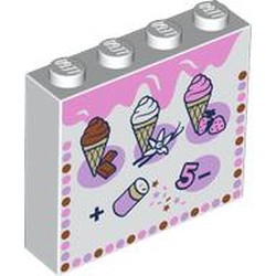 LEGO part 49311pr0016 Brick 1 x 4 x 3 with Ice Cream Menu, Sprinkles print in White