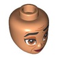Minidoll Head, Thick Black Eyebrows, Wrinkles, Tired, Brown Eyes, Dark Red Closed Lips