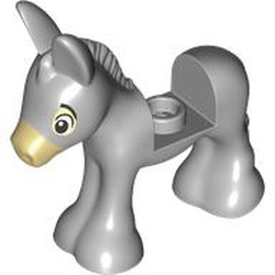 LEGO part 106470pr0001 Animal, Donkey Foal with Tan Nose print in Medium Stone Grey/ Light Bluish Gray