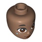 Minidoll Head, Black Eyebrows, Reddish Brown Eyes, Dark Red Lips, Bright Pink Dots, Medium Azure Stars.