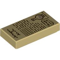 LEGO part 3069bpr9972 Tile 1 x 2 with print in Brick Yellow/ Tan