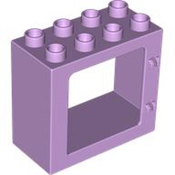LEGO part 61649 Duplo Door / Window Frame Flat Front Surface, Completely Open Back in Lavender