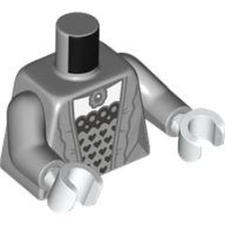 Torso, Dress, Dark Bluish Grey Trim, Corset with Black Harts, White Chest print, Light Bluish Gray Arms, White Hands