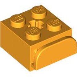 LEGO part 5252 Brick Special 2 x 2 with Photo Clip in Flame Yellowish Orange/ Bright Light Orange