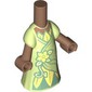 Microdoll Body Long Dress Yellowish Green with Dark Green Under Dress, Bright Light Yellow Flower, Medium Brown Hands
