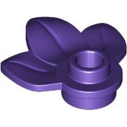 LEGO part 32607 Plant, Plate 1 x 1 Round with 3 Leaves in Medium Lilac/ Dark Purple