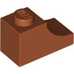 LEGO part 78666 Brick Curved 2 x 1 with Inverted Cutout in Dark Orange