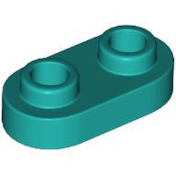 LEGO part 35480 Plate Special 1 x 2 Rounded with 2 Open Studs in Bright Bluish Green/ Dark Turquoise