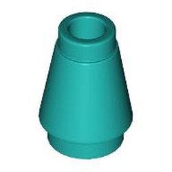 LEGO part 59900 Cone 1 x 1 [Top Groove] in Bright Bluish Green/ Dark Turquoise
