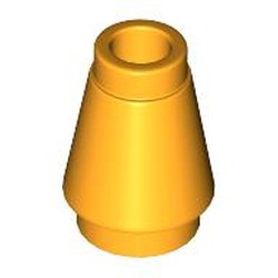 LEGO part 59900 Cone 1 x 1 [Top Groove] in Flame Yellowish Orange/ Bright Light Orange