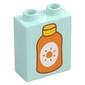 Duplo Brick 1 x 2 x 2 with Orange Sunscreen Bottle print