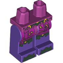 LEGO part 970c09pr0001 Hips and Dark Purple Legs with print in Bright Reddish Violet/ Magenta
