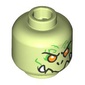 Minifig Head Nine-Headed Demon, Bright Green Wrinkles, Orange Eyes, Fangs, Closed Mouth / Open Mouth Print