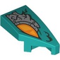 Slope Curved 2 x 1 with Stud Notch Right with Orange Eye, Silver Armor Plating print
