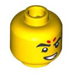 LEGO part 28621pr9939 Minifig Head with print in Bright Yellow/ Yellow