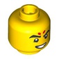 Minifig Head Nezha, 2 Red Dots on Forehead, Eyebrows, Smirk / Angry Print