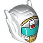 Helmet with Antennae with Gold Decorations, Red Camera, Dark Turquoise Visor print