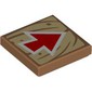 Tile 2 x 2 with Red Arrow on Tan Wood print