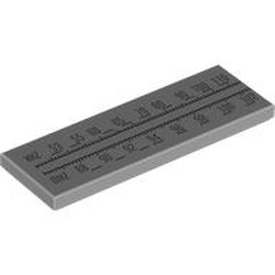 LEGO part 69729pr9998 Tile 2 x 6 with Radio Frequencies print in Medium Stone Grey/ Light Bluish Gray