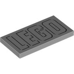 LEGO part 87079pr9914 Tile 2 x 4 with 'LEGO' print in Medium Stone Grey/ Light Bluish Gray