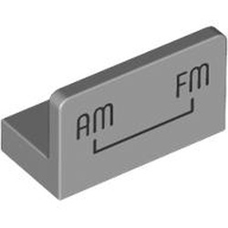 LEGO part 4865bpr9999 Panel 1 x 2 x 1 with 'AM FM' print in Medium Stone Grey/ Light Bluish Gray