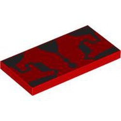 LEGO part 87079pr9918 Tile 2 x 4 with Black Shapes/Tattoos print in Bright Red/ Red