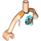 Minidoll Torso with Orange Tent, Dark Blue Trees, Dark Turquoise Sky, Ground print, Left Limb Reduction, Light Nougat Arms and Hand