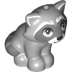LEGO part 77110pr0002 Animal, Raccoon Sitting with Dark Bluish Grey Face, White Nose print in Medium Stone Grey/ Light Bluish Gray