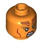 Minifig Head Tiefling Sorcerer, Thin Black Eyebrows, Dark Red Lips, Dark Orange Markings, Lopsided Grin/Angry Scowl
