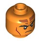 Minifig Head Tiefling Sorcerer, Thick Black Eyebrows, Dark Red Lips, Dark Orange Markings, Lopsided Smile/Angry, Stern