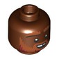 Minifig Head Dwarf Barbarian, Dark Orange Thick Eyebrows, Beard, Moustache, Smile with Chipped Tooth/Frown