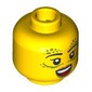 Minifig Head Gith Warlock, Gold Decorations, Thin Black Eyebrows, Peach Lips, Open Mouth Smile/Angry, Stern