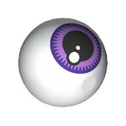 LEGO part 32474pr9998 Technic Ball Joint with Dark Purple/Lavender Eye, Black Pupil Print in White