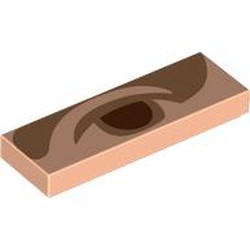 LEGO part 63864pr9996 Tile 1 x 3 with Reddish Brown Eye, Nougat Eyebrow print in Light Nougat