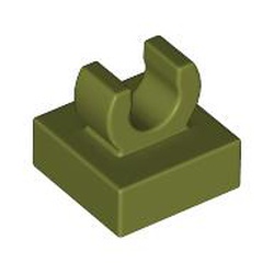 LEGO part 15712 Tile Special 1 x 1 with Clip with Rounded Edges in Olive Green