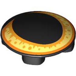 LEGO part 2654pr9997 Plate Round 2 x 2 with Rounded Bottom with Yellow Cat Eye print in Black