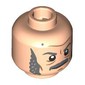 Minifig Head Quint, Dark Bluish Grey Eyebrows, Moustache Sideburns, Smirk Print