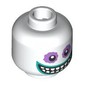 Minifig Head Barrel, Lavender Eyeshadow, Dark Turquoise Lips, Teeth, Big Grin, Closed Mouth