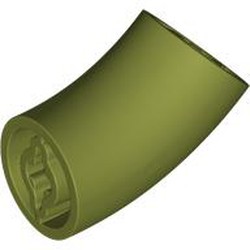 LEGO part 5489 Brick Round 2 x 2 D. Tube with 45° Elbow and Axle Holes (Crossholes) at Each End [LONG] in Olive Green