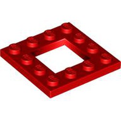 LEGO part 64799 Plate Special 4 x 4 with 2 x 2 Opening in Bright Red/ Red