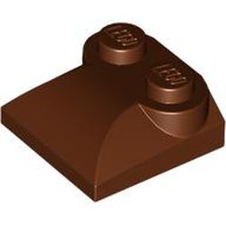 LEGO part 47457 Brick Curved 2 x 2 x 2/3 Two Studs and Curved Slope End in Reddish Brown