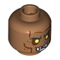 Minifig Head Orc, Reddish Brown Wrinkles, Eyeshadow, Yellow Eyes, White Sharp Teeth, Smile / Angry Print