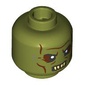 Minifig Head Orc, Reddish Brown Wrinkles, Eyeshadow, Tan Sharp Teeth, Closed Mouth with Top Fangs / Open Mouth with Bottom Fangs Print