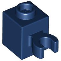 LEGO part 60475b Brick Special 1 x 1 with Clip Vertical [Open O Clip, Hollow Stud] in Earth Blue/ Dark Blue
